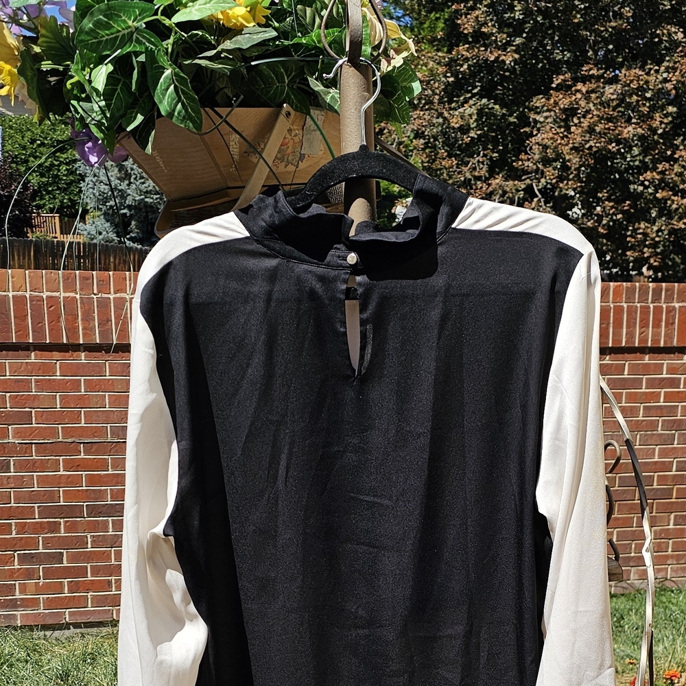 Ann Taylor Elegant Black and White Blouse